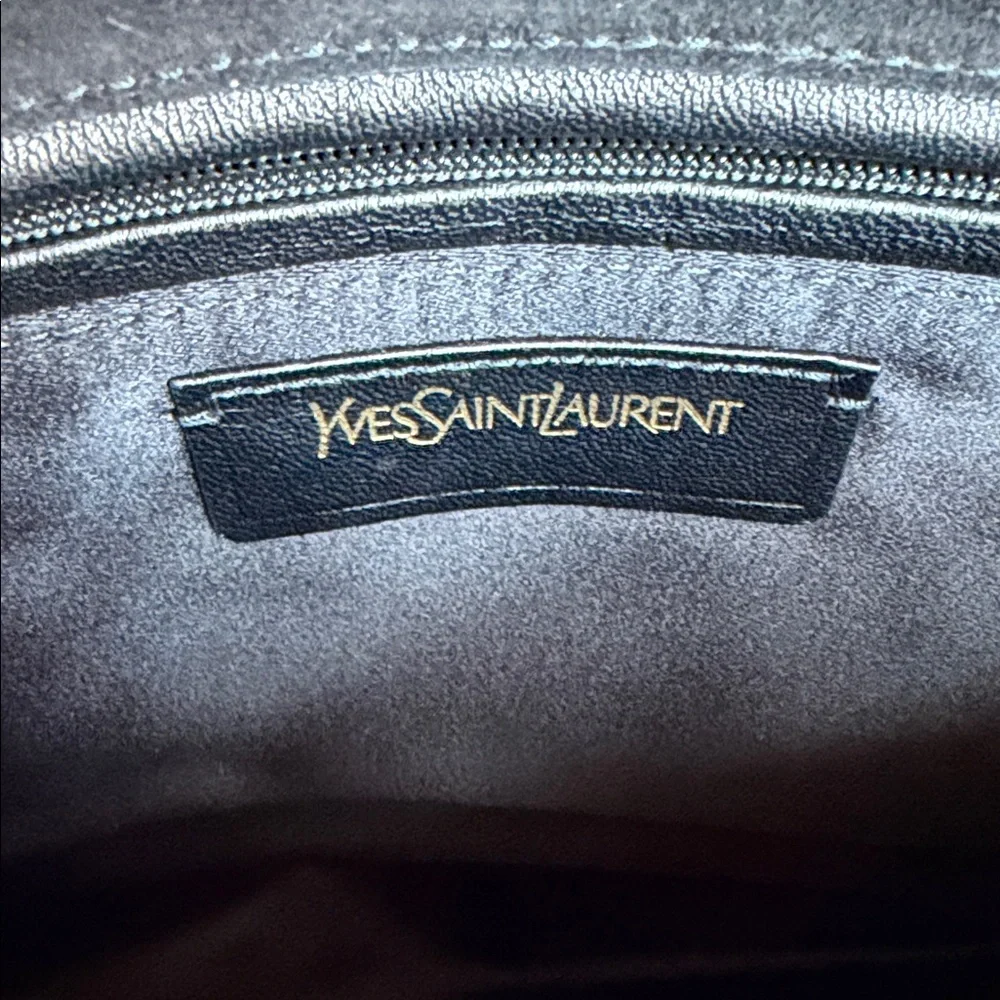 YSL Patent Leather Trim Cork Envelope Clutch in Dark Brown. NEW!!! - Picture 7 of 10